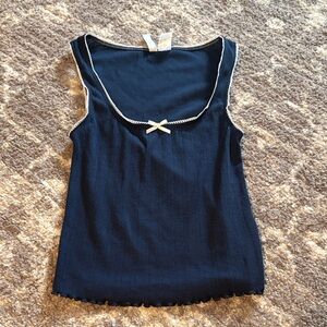 H&M Navy Tank Top with Bow Detail